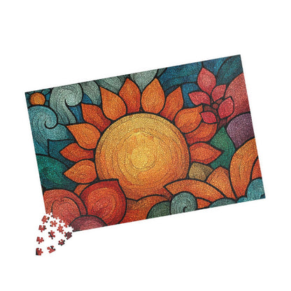 Abstract Sunburst Jigsaw Puzzle - Morning Sunrise, Holiday Birthday Gift for Puzzle Lover, Family Activity, Mind Teaser 1014 pcs (Horizontal) Puzzle The Puzzle Chest