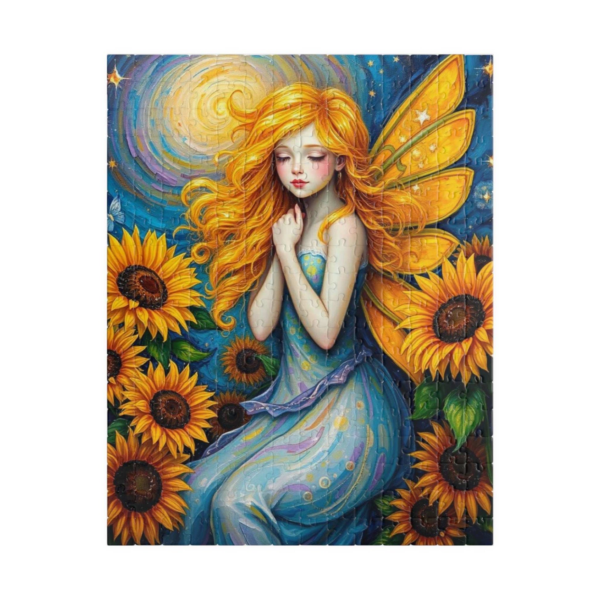 Sunflower Enchantress Jigsaw Puzzle - Enchanting Fairy and Sunflower Puzzle for Adults