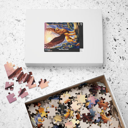 Puzzle, Mythical Griffin Perched on Cliff, Fantasy Jigsaw Game, Ancient Ruins, 520 Piece, Fun Family Activity, Relaxing Hobby, Unique Gift