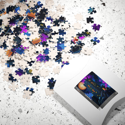 Ethereal Gothic Tower Puzzle, Electric Runes Black Cat Mystical Cauldron and Purple Mist, Magical Symbol Jigsaw Game, Fantasy Art Lover Gift Puzzle The Puzzle Chest
