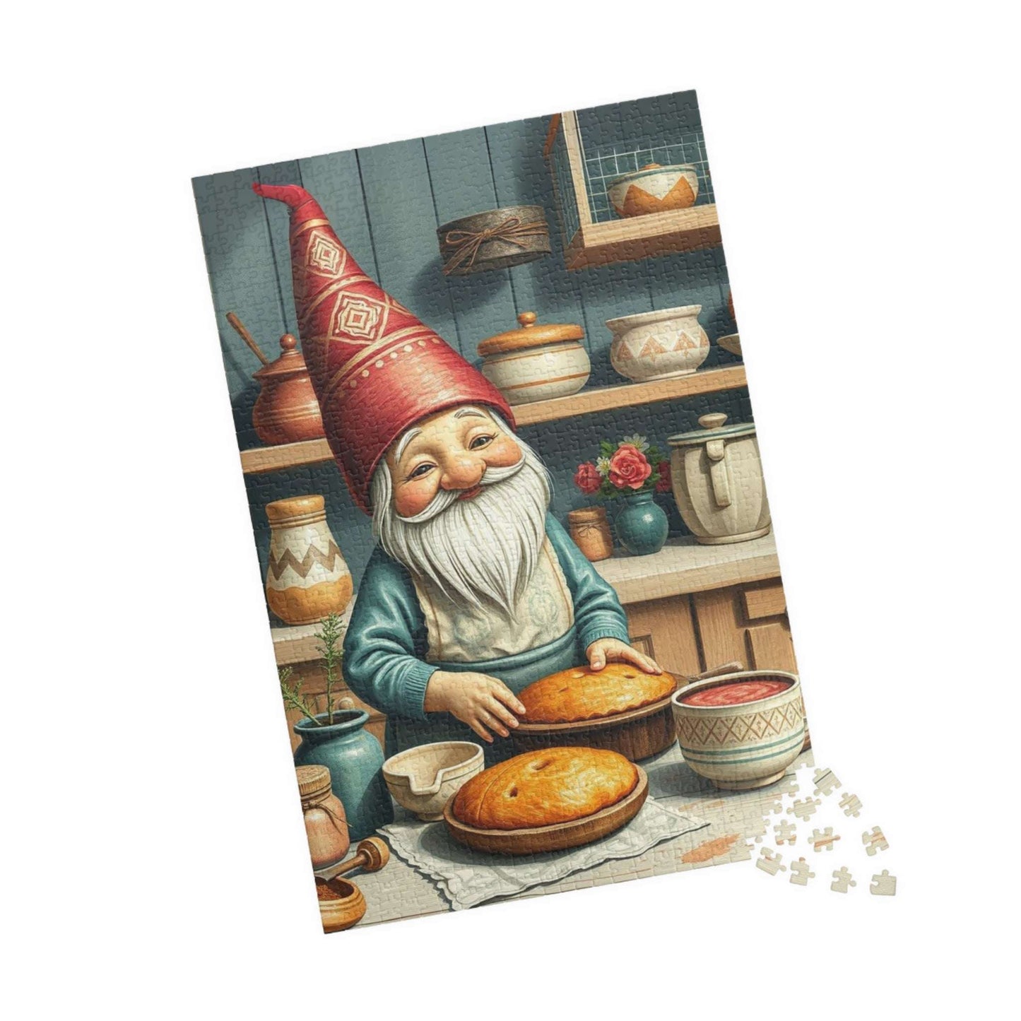 Nordic Gnome Baking Pies – Scandinavian Folk Rustic Kitchen Jigsaw Puzzle 1014 pcs (Vertical) Puzzle The Puzzle Chest