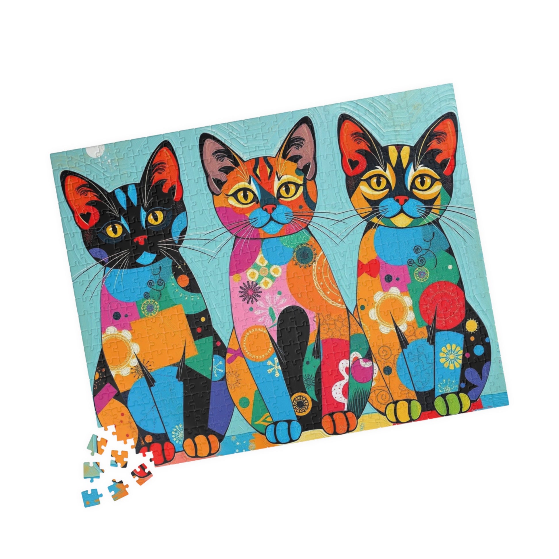 Colorful Cat Puzzle | 110, 252, 520, 1014-piece Pop Art Jigsaw Game | Fun Family Activity, Cat Lover Gift Puzzle The Puzzle Chest