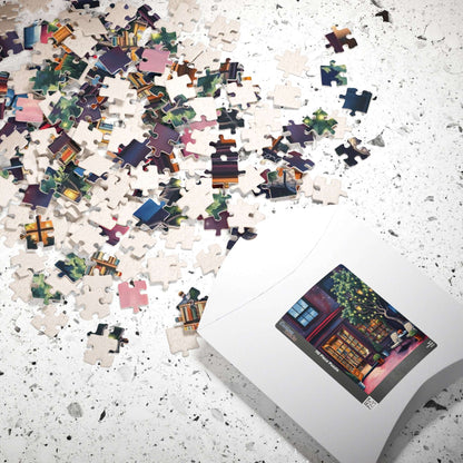 Fairy Light Bookstore Jigsaw Puzzle with Outdoor Reading Nook Perfect for Book Lovers Puzzle The Puzzle Chest