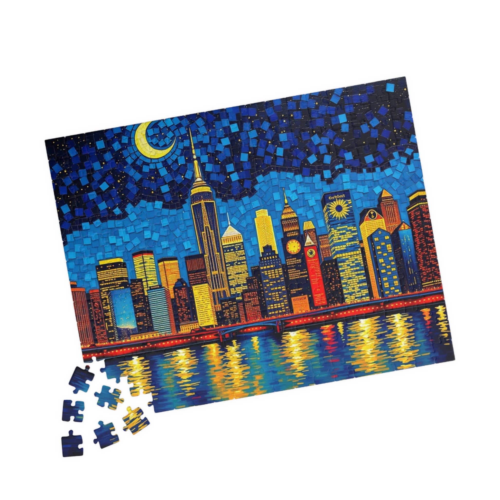 Mosaic Starry Night Skyline Jigsaw Puzzle Puzzle The Puzzle Chest