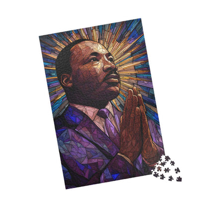 Afrocentric Black History Jigsaw Puzzle – Stained Glass Martin Luther King Jr. Puzzle, Civil Rights Movement Artwork, Inspirational African American Puzzle for Adults and Teens 1014 pcs (Vertical) Puzzle The Puzzle Chest