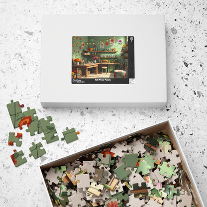 Country Garden Workshop Puzzle (110-1014 Piece), Colorful Flower Illustrations Sage Green Walls and String Lights, Plant Enthusiast Gift Puzzle The Puzzle Chest
