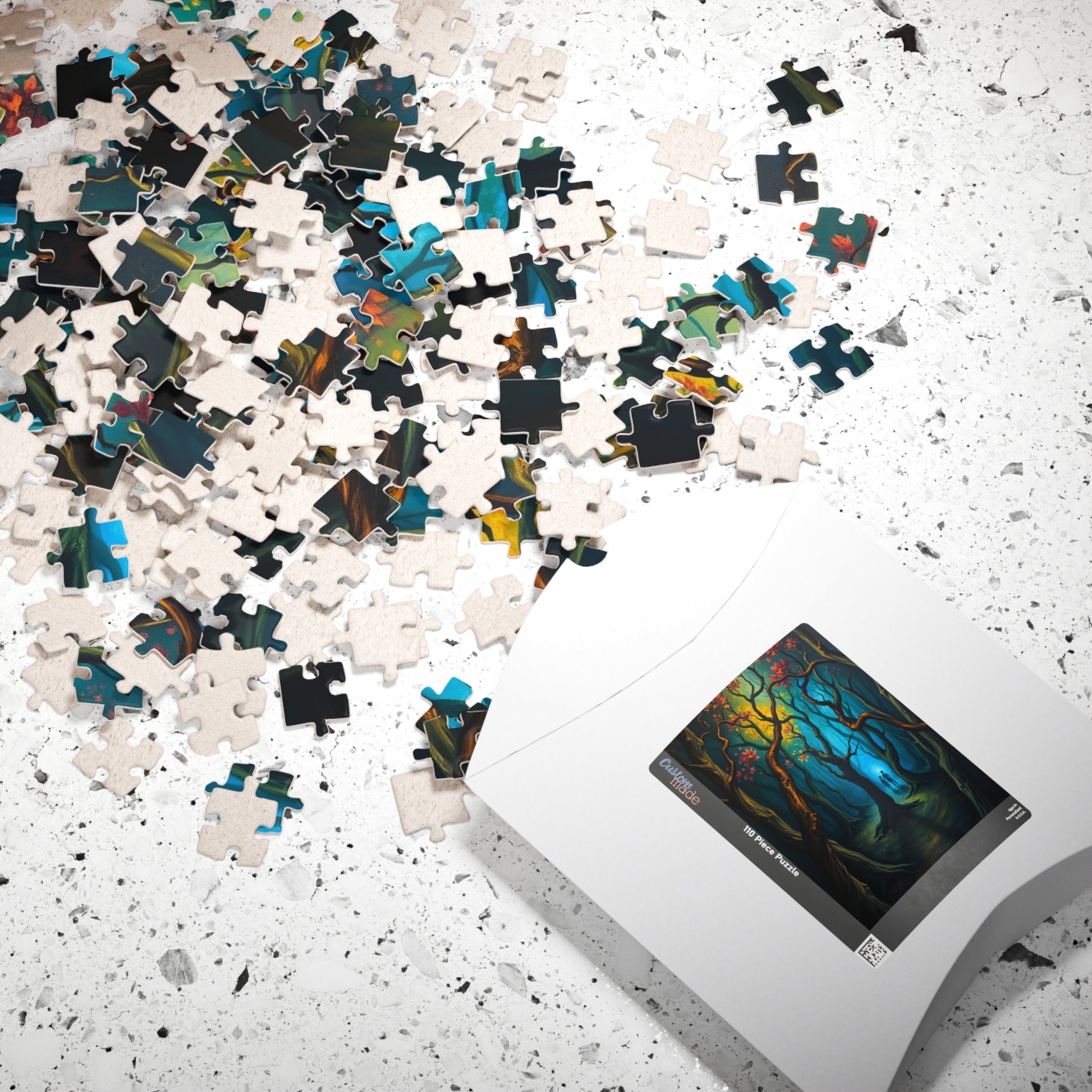 Enchanting Forest Puzzle - Ghostly Figures and Blue Mist Gothic Jigsaw Game, Perfect Gift for Nature Lovers, Family Game Night, Relaxation The Puzzle Chest