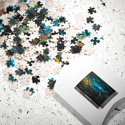 Enchanting Forest Puzzle - Ghostly Figures and Blue Mist Gothic Jigsaw Game, Perfect Gift for Nature Lovers, Family Game Night, Relaxation The Puzzle Chest