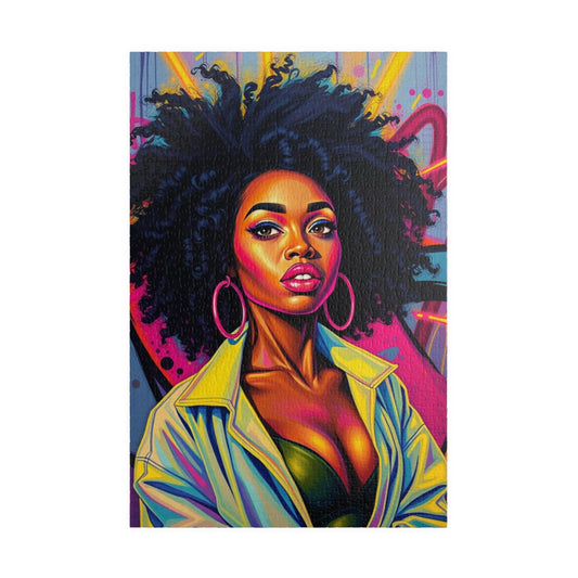 Black Woman Afro Puzzle - Abstract Pop Art Graffiti Background Jigsaw, Afrocentric, Black Art, 110, 252, 520, 1014-piece 1014 pcs (Vertical) Puzzle The Puzzle Chest