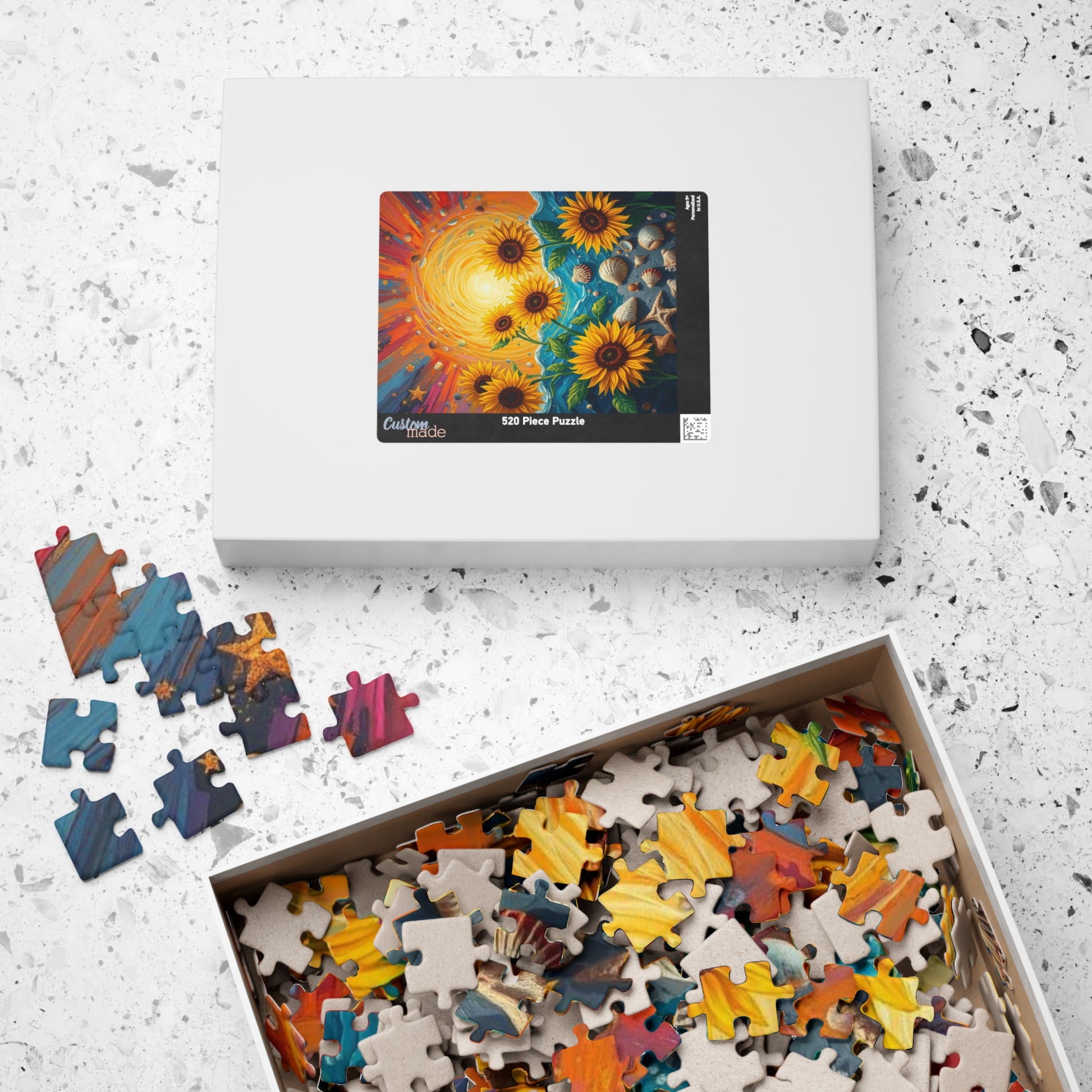 Sunflower and Seashell Jigsaw Puzzle, Colorful Sunset Beach Puzzle for Adults, Fun Indoor Activity, Puzzle Gift for Friends, Family Night Puzzle The Puzzle Chest