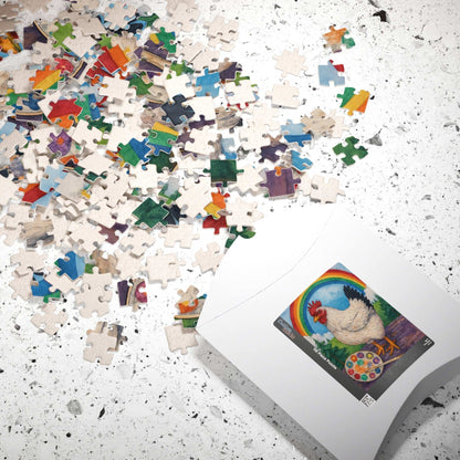 Creative Clucks Jigsaw Puzzle - Rainbow Chicken Artist Puzzle The Puzzle Chest