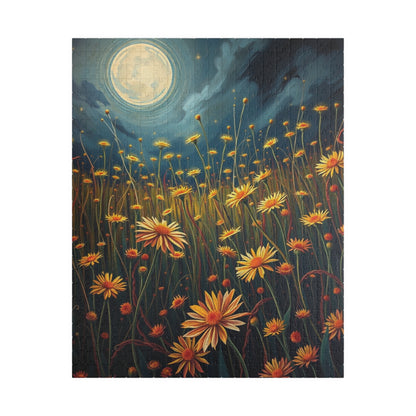 Eerie Wildflower Meadow Puzzle, Creepy Flowers Under a Full Moon, Nature-Inspired Floral Theme Dark Fantasy Jigsaw Game, Puzzle Lovers Gift 520 pcs (Vertical) Puzzle The Puzzle Chest
