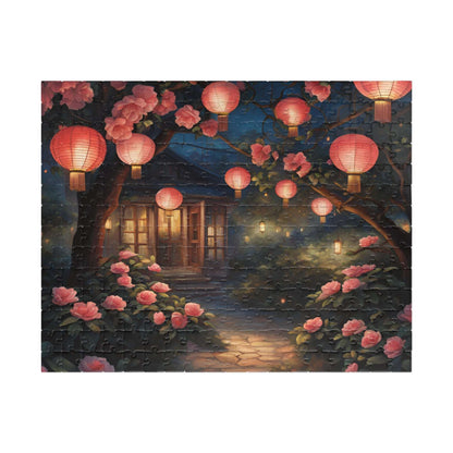 Jigsaw Puzzle, Nighttime Lanterns Glow Camellia Flowers 1000 Piece, Adult, Relaxation Activity, Stress Relief, Family Fun, Gift 252 pcs (Horizontal) Puzzle The Puzzle Chest