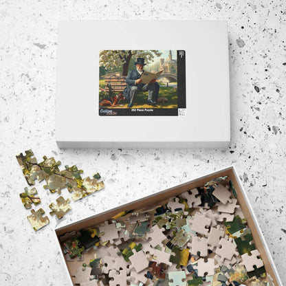 Victorian Gentleman Reading Newspaper in Park - 19th Century Pastoral Scene Jigsaw Puzzle Puzzle The Puzzle Chest