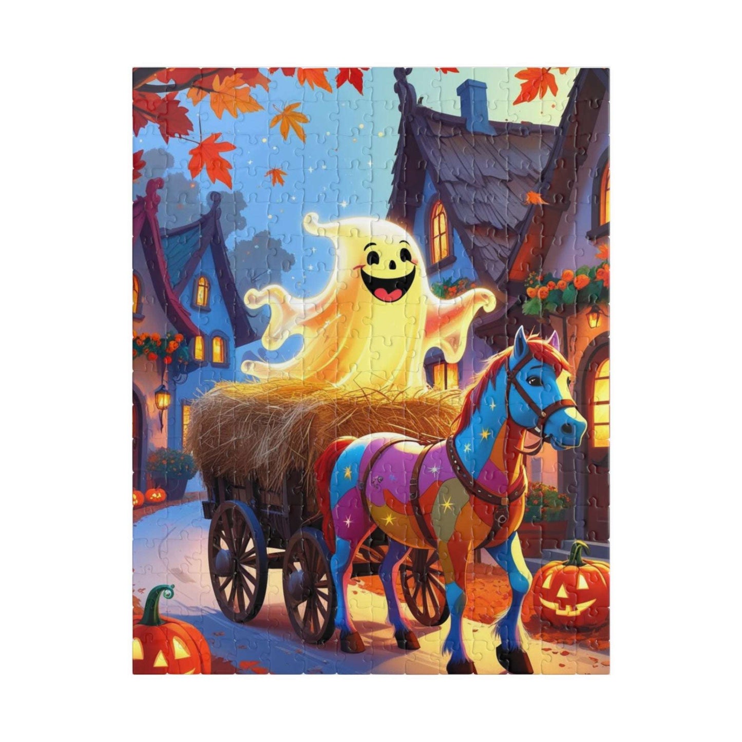 Smiling Ghost Hayride Jigsaw Puzzle, 110-520 Piece Halloween Puzzle