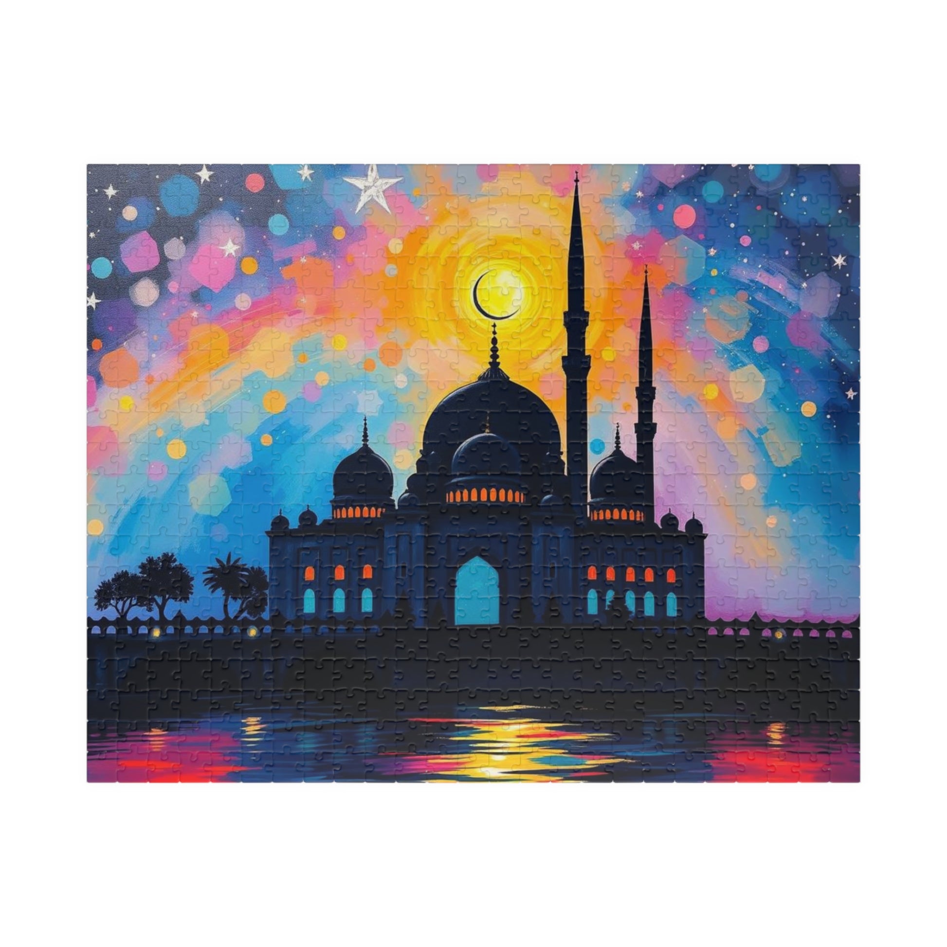 Colorful Islamic Mosque Jigsaw Puzzle for Adults, Family Activity or Solo Fun, Mindful Gift for Muslim Puzzle Art Lover, Brain Teaser, Hobby 520 pcs (Horizontal) Puzzle The Puzzle Chest