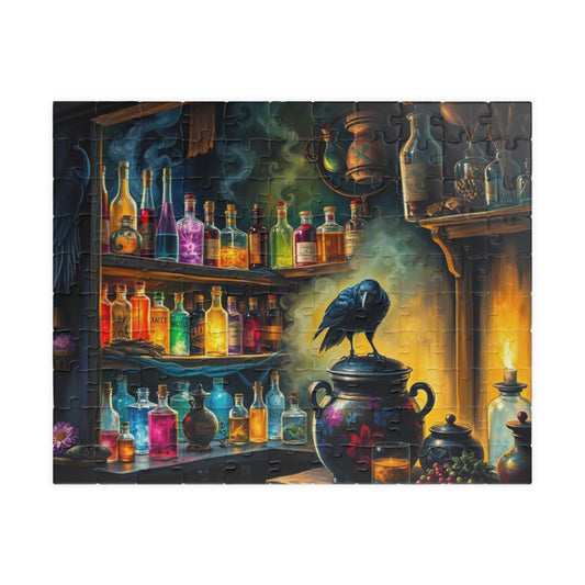 Mystical Potion Puzzle, Enchanting Jigsaw for Adults, Cozy Game Night Entertainment, Halloween Gift, Home Decor, Creative Activity 110 pcs (Horizontal) The Puzzle Chest