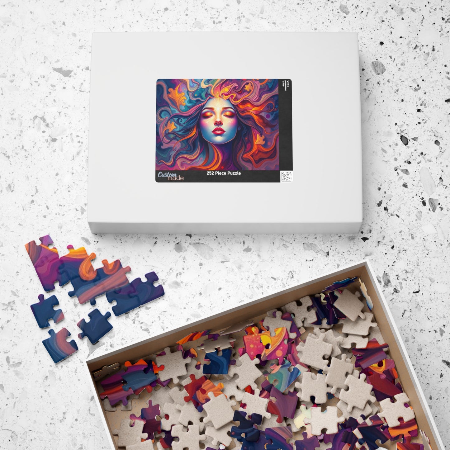 Abstract Face Jigsaw Puzzle (110-1014 Piece), Surreal Portrait of Swirling Colorful Geometric Patterns, Creative Hobby, Best Unique Gift Puzzle The Puzzle Chest