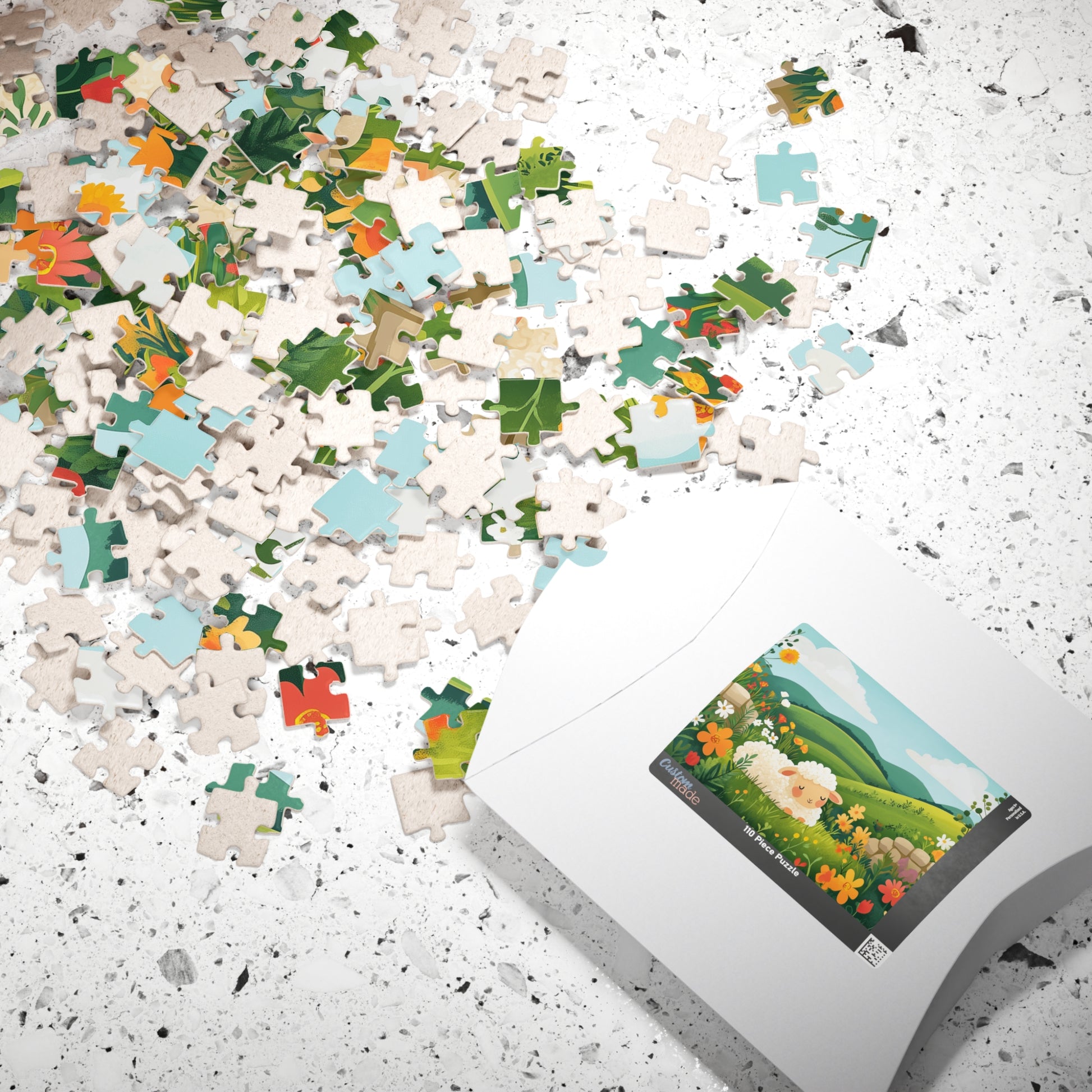 Sleeping Lamb Meadow Puzzle | Cute Sheep Jigsaw Puzzle, Spring Floral Scene Puzzle The Puzzle Chest