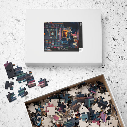 Cozy Cat-Themed Reading Room Puzzle - Home Library Jigsaw Game Perfect for Cat Lovers, Family Fun, Bookish Gift Idea, Quiet Leisure Activity