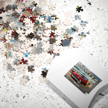 Vintage Car Puzzle, Classic Red 1955 Ford Thunderbird, Perfect Gift for Retro Puzzler Family Activity, Beach Lover, Holiday Fun Brain Teaser Puzzle The Puzzle Chest