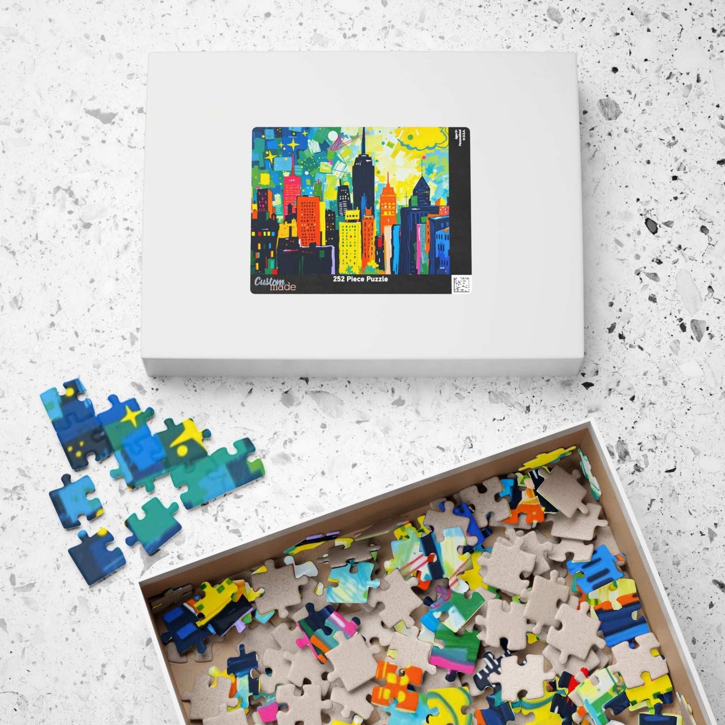 Skyscraper Splendor Jigsaw Puzzle - Vibrant Urban Glow Cityscape Puzzle for Adults