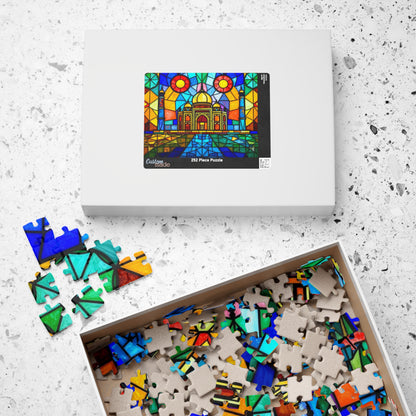 Taj Mahal Jigsaw Puzzle, Stained Glass Style Iconic Landmark Tabletop Game, Family Entertainment Quiet Time Activity, Hobby Puzzle Lover Puzzle The Puzzle Chest