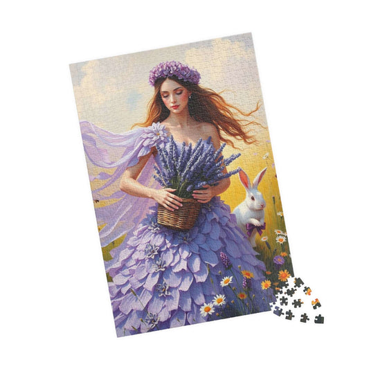 Lady of the Lavender Meadow - Pastel Floral Garden Jigsaw Puzzle for Nature and Flower Lover