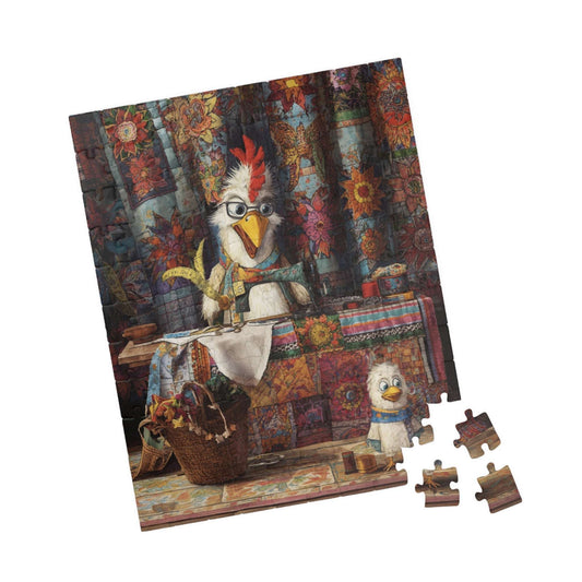 Chicken Tailor Jigsaw Puzzle, Farm Animal Sewing Theme Bird Game for Family Fun, Home Activity, Gift for Adult Puzzle Lovers, Brain Teaser Puzzle The Puzzle Chest