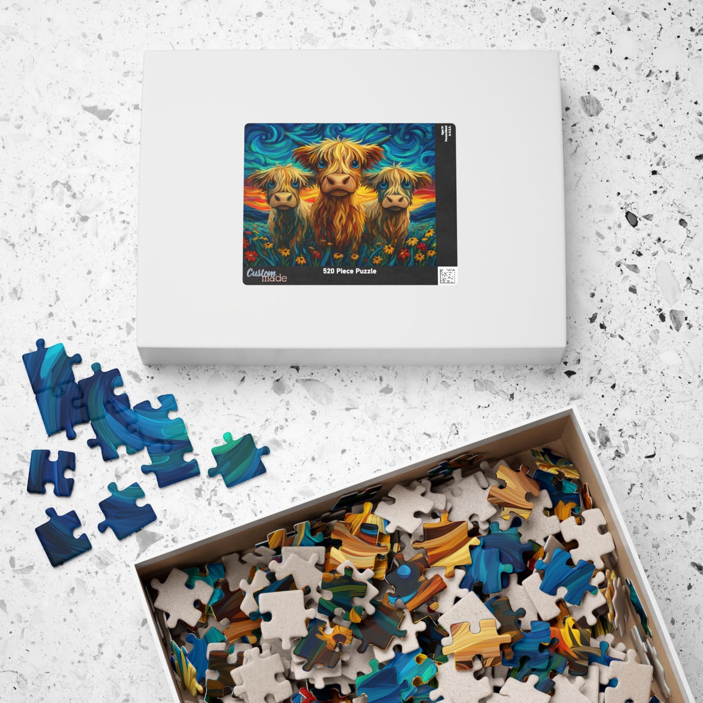 Colorful Highland Cows Puzzle | 110-520 Piece Jigsaw Puzzle The Puzzle Chest