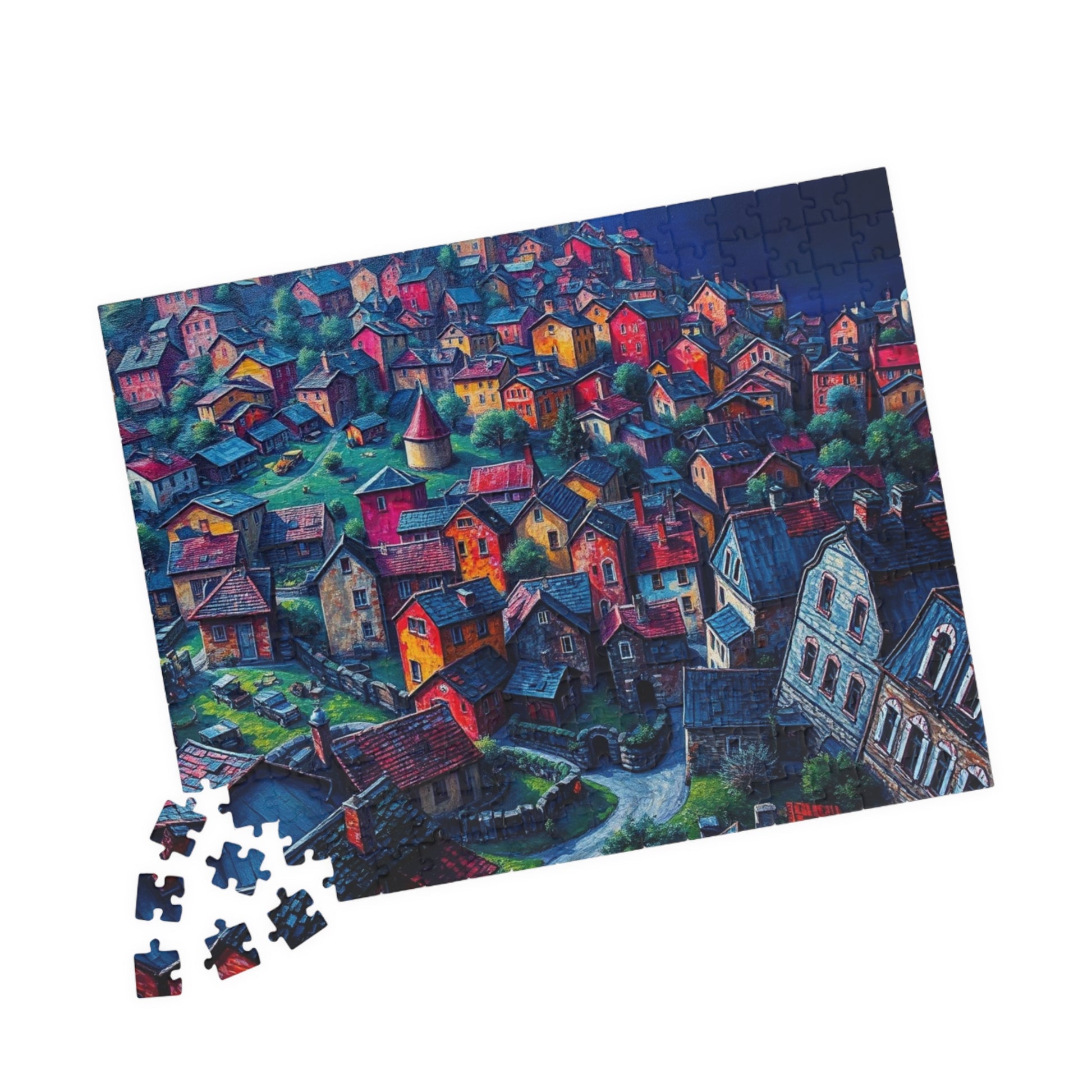 Electric Macro Close-Up Village Puzzle, Vivid Colors 3D Town Challenging, Jigsaw Game (110, 252, 520, 1014-pieces), Gift for Puzzle Fans The Puzzle Chest
