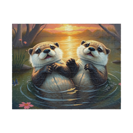 Cute Otters Jigsaw Puzzle for Families, Fun Game Night Activity, Nature Lovers Gift for Friends, Home Entertainment, Brain Teaser 252 pcs (Horizontal) Puzzle The Puzzle Chest
