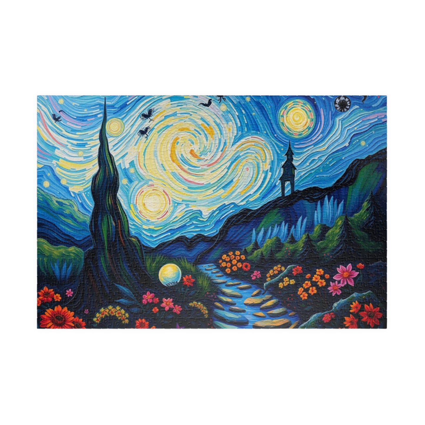 Starry Night Jigsaw Puzzle, Colorful 110-1014 Piece Puzzle for Art Lover, Family Game Night, Home Entertainment, Gift for Puzzle Enthusiasts 1014 pcs (Horizontal) Puzzle The Puzzle Chest