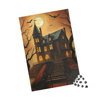 Spooky Haunted House Puzzle, Halloween Design, Family Game Night or Solo Fun, Perfect Gift for Puzzle Lover, 110 252 520 1014-piece, Mindful Puzzle The Puzzle Chest
