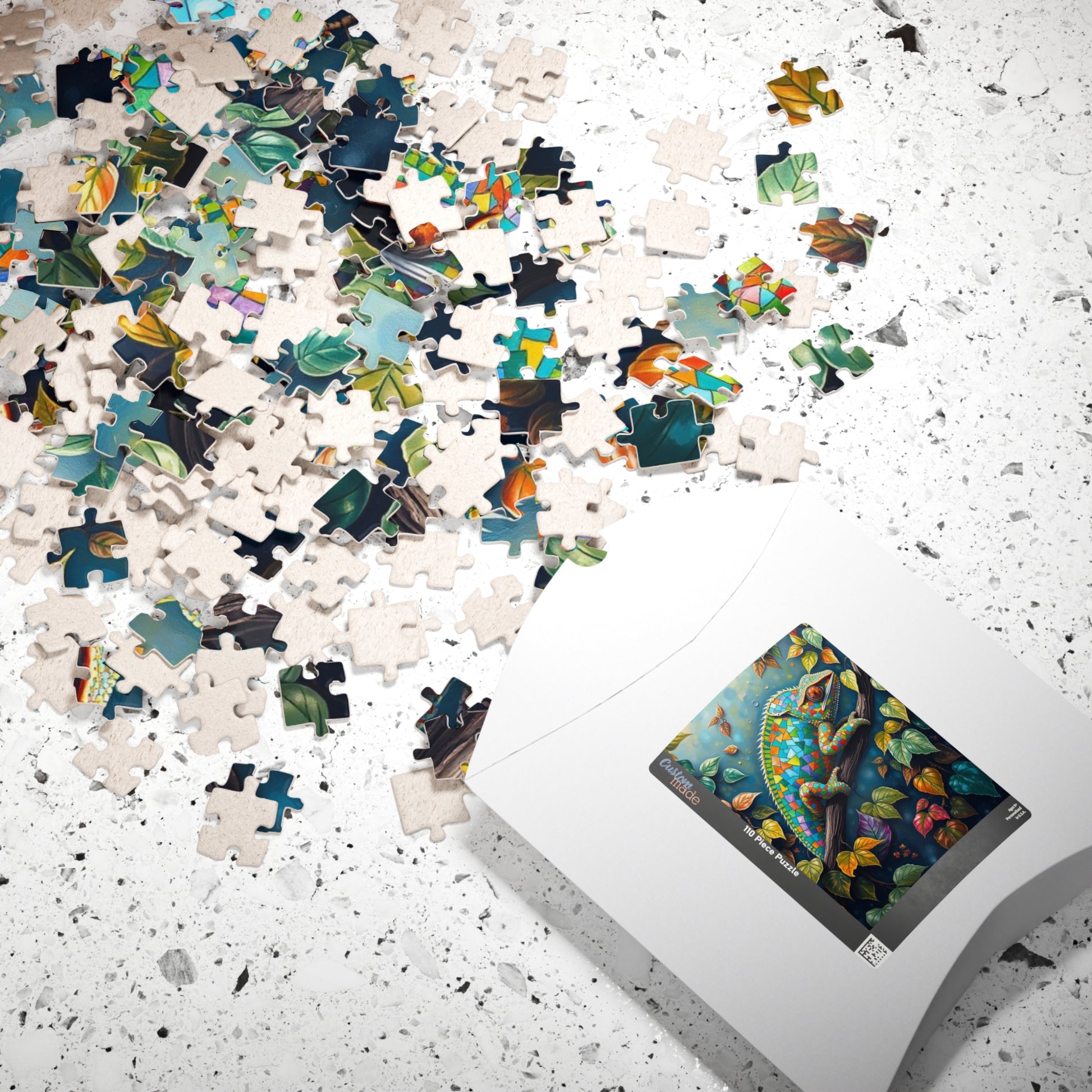Jigsaw Puzzle, Mosaic Chameleon Camouflaged on Branch, Rich Leaves and Vines, Giftable Game for Adults, Fun Family Activity, Brain Teaser Puzzle The Puzzle Chest