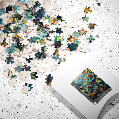 Jigsaw Puzzle, Mosaic Chameleon Camouflaged on Branch, Rich Leaves and Vines, Giftable Game for Adults, Fun Family Activity, Brain Teaser Puzzle The Puzzle Chest