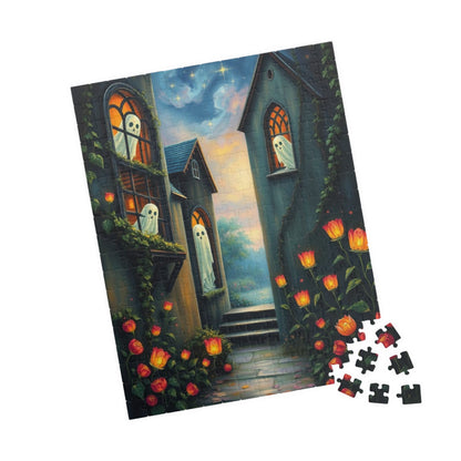 Hollow Window Watchers - Halloween Themed Ghost Jigsaw Puzzle, Fun Autumn Game, Family Activity, Halloween Decor, Gift for Puzzle Lovers