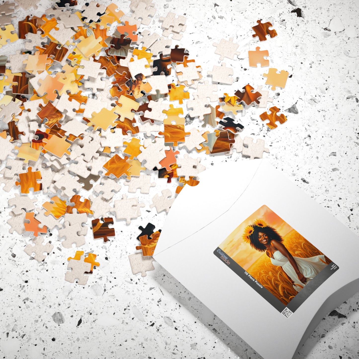 Serene Afrocentric Puzzle - Black Woman Wheat Field Jigsaw Puzzle The Puzzle Chest