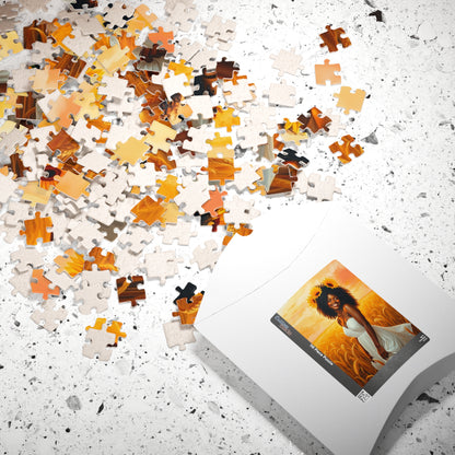 Serene Afrocentric Puzzle - Black Woman Wheat Field Jigsaw Puzzle The Puzzle Chest