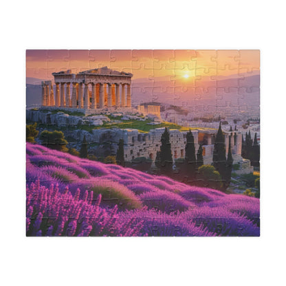 Ancient Acropolis Jigsaw Puzzle - Athens Overlooking Lavender Fields, 110 252 520 1014 Piece, Creative Activity for Adults 110 pcs (Horizontal) Puzzle The Puzzle Chest