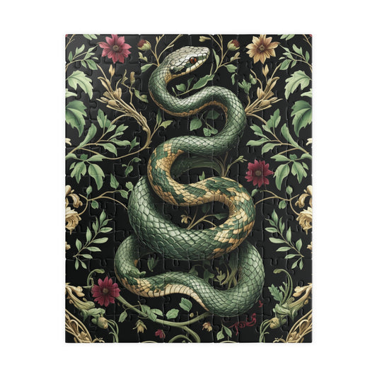 Snake and Leafy Vines Vintage Puzzle, William Morris Inspired Jigsaw Game, Craft Hobby, Challenge, Relaxation, Wall Art Decor, Home Activity