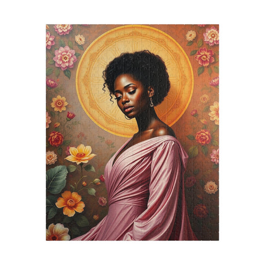 Beautiful Black Woman Portrait Jigsaw Puzzle, Elegant Art Floral Vintage, Romantic Decorative Scene, Puzzle Enthusiast, Best Unique Gift 520 pcs (Vertical) Puzzle The Puzzle Chest