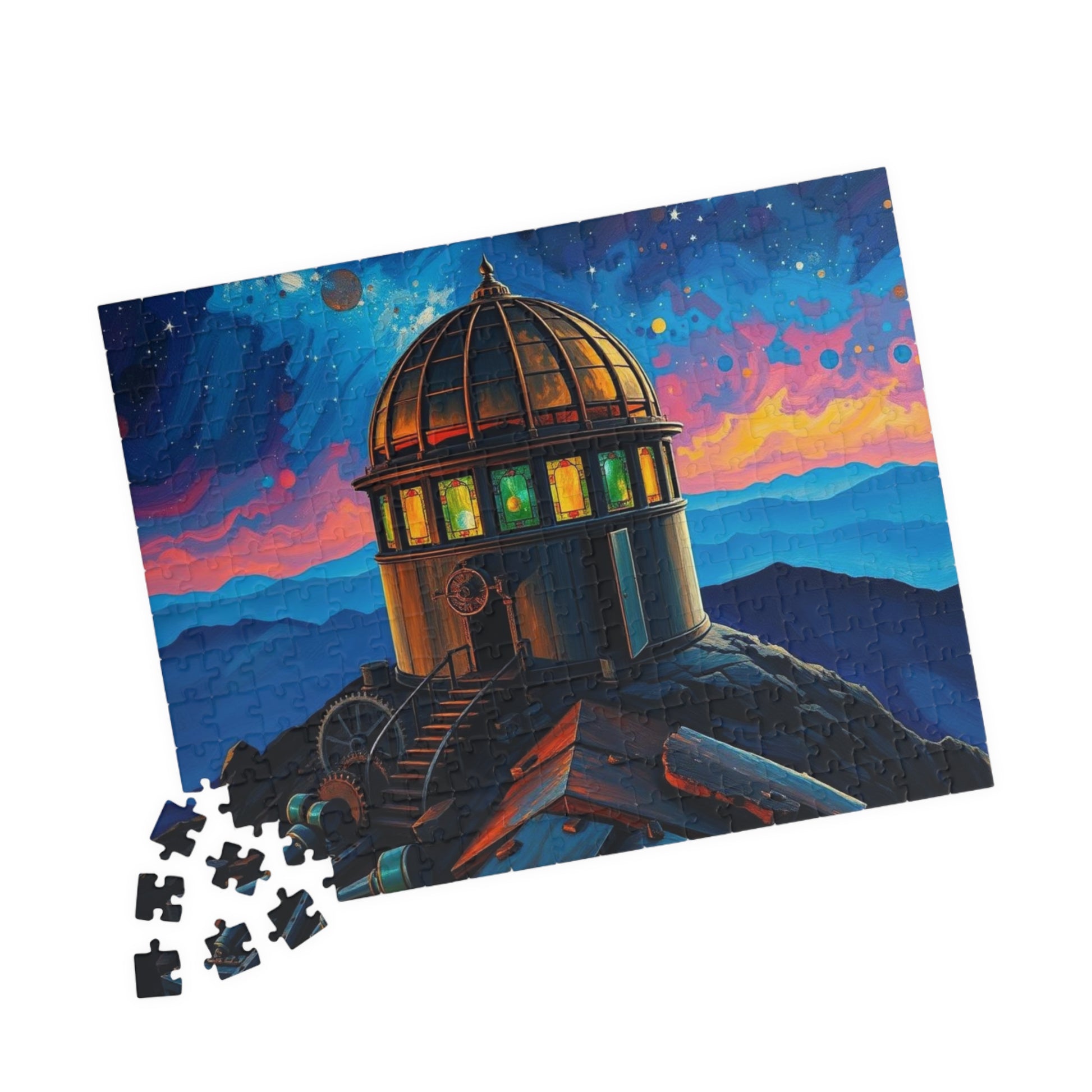 Alchemist Dome Jigsaw Puzzle - Mountaintop Observatory, Steampunk Puzzle Gift for Art Enthusiast Friend, Creative Hobby, Family or Solo Fun Puzzle The Puzzle Chest
