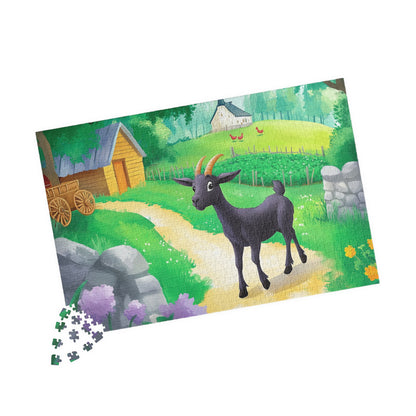 Black Goat Illustration Puzzle | Countryside Farm Scene Jigsaw 1014 pcs (Horizontal) Puzzle The Puzzle Chest