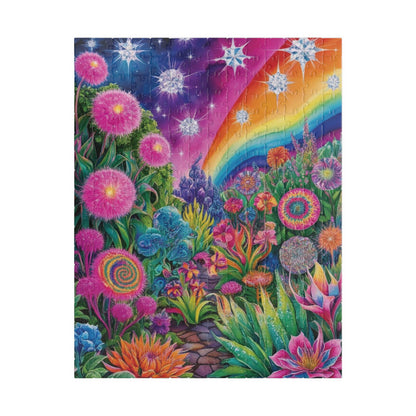 Trippy Flower Puzzle, Dreamy Floral Glowing Garden Theme Jigsaw Game, Challenging Hobby for Adults and Teens, Relaxing Activity, Unique Gift 252 pcs (Vertical) Puzzle The Puzzle Chest