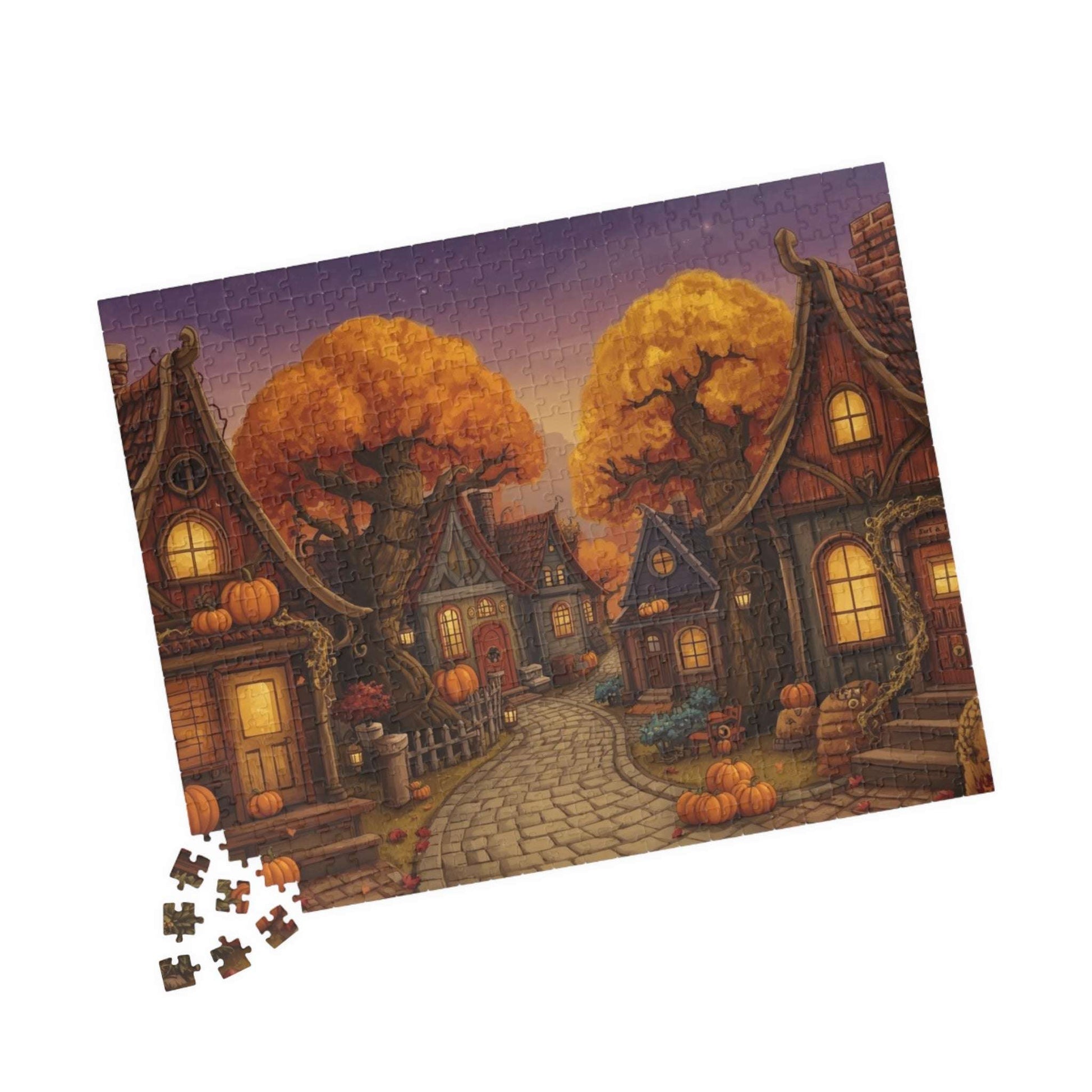 Harvest Hollow Autumn Village Puzzle - Fall Town Scene Jigsaw Game Puzzle The Puzzle Chest