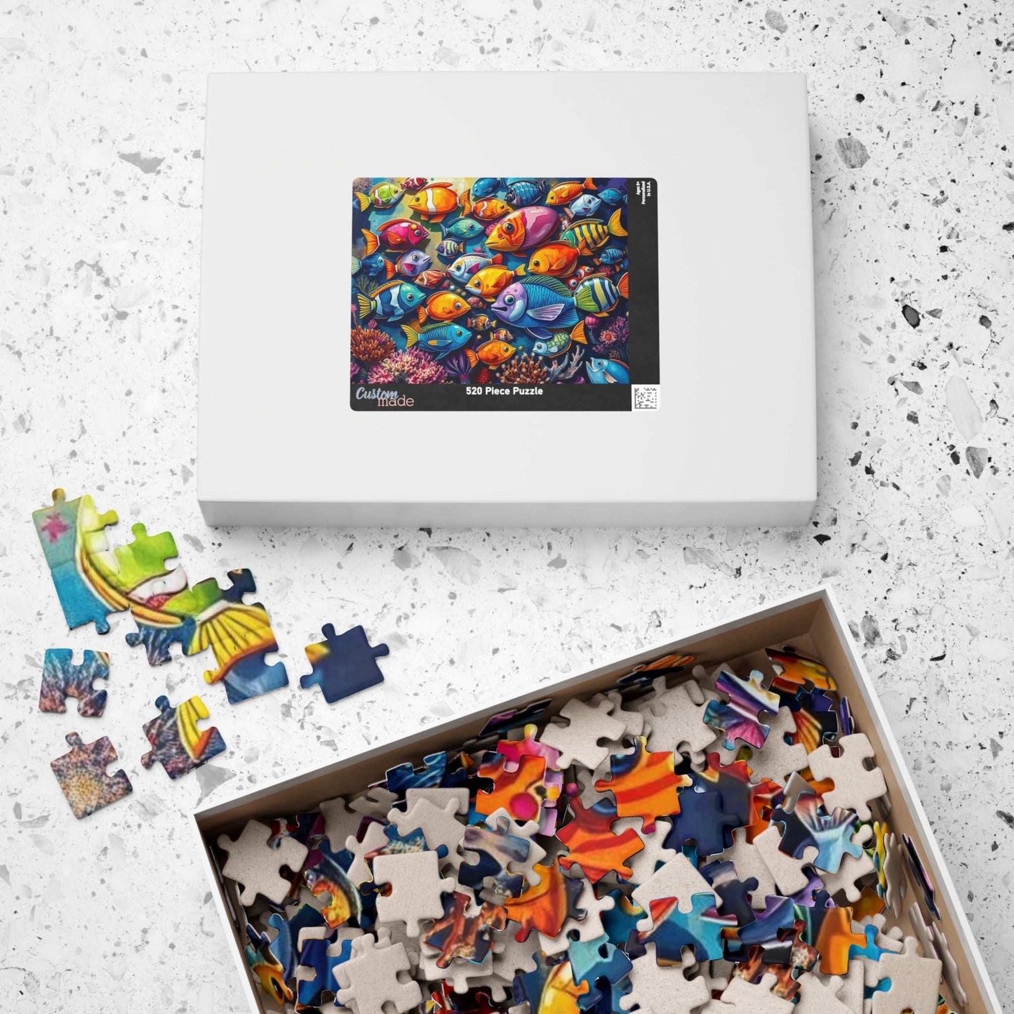 Aquatic Kaleidoscope Jigsaw Puzzle, Ocean Fish Puzzle Collage Gift for Animal Lover, Aquatic Art Sea Life Game Ideal for Fun Indoor Activity Puzzle The Puzzle Chest