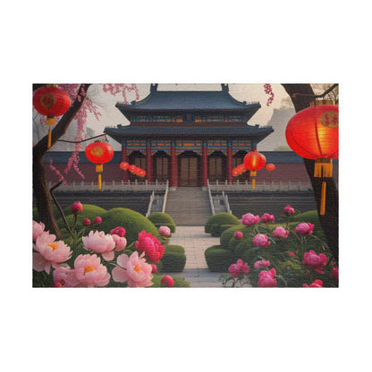 Forbidden City Beijing Jigsaw Puzzle with Peonies and Lanterns, 252 520 1014-Piece Puzzle, Chinese Landmark Gift, Creative Hobby 1014 pcs (Horizontal) Puzzle The Puzzle Chest