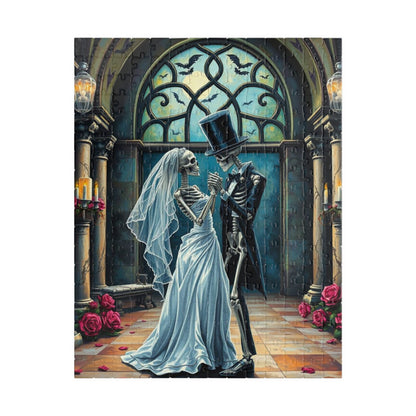 Gothic Wedding Skeleton Puzzle, Dark Fantasy Art Jigsaw Game for Lovers, Halloween Decor, Gift for Friend, Home Activity, Engaging Gift Idea
