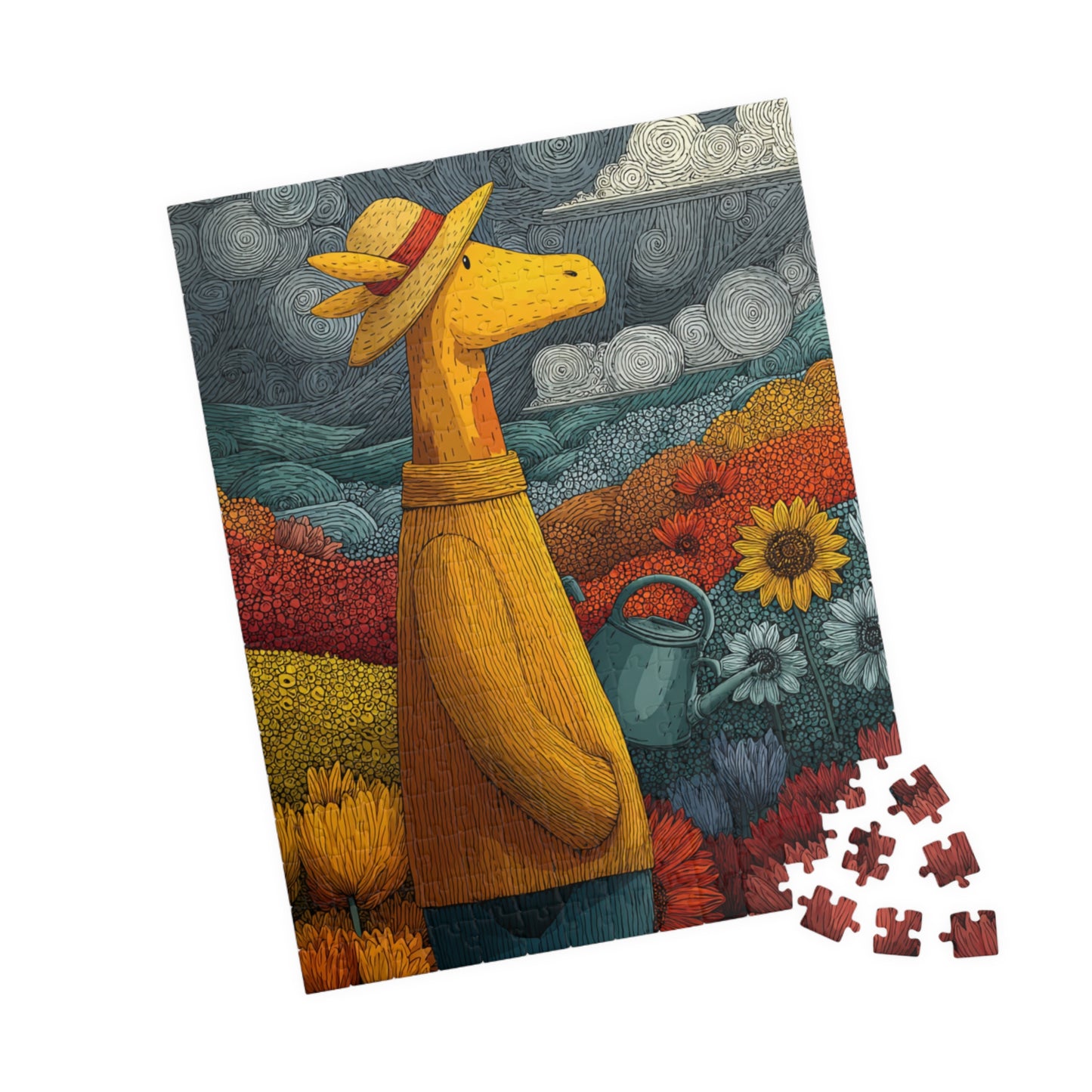 Giraffe Gardener Jigsaw Puzzle, Wildlife Themed Puzzle for Adults and Kids, Family Game, Gift for Animal Lovers 252 pcs (Vertical) Puzzle The Puzzle Chest